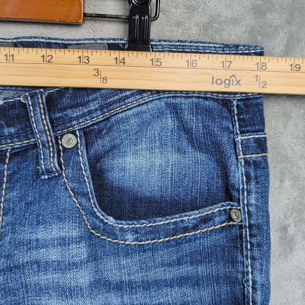 BKE Nolan Straight Jeans Size 34X33 (Act 36x33) Stretch Thick Stitch Whiskered - Picture 3 of 8